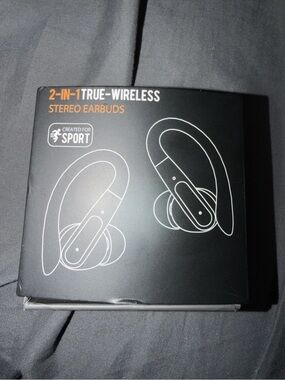 2-in-1 True Wireless Stereo Earbuds - Black Brand New
